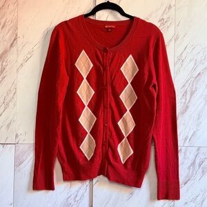 Merona Y2K Argyle Preppy Button Cardigan Sweater SZ L